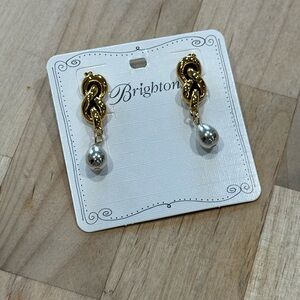Brighton Interlok Gold Knot Earrings with Silver Drops